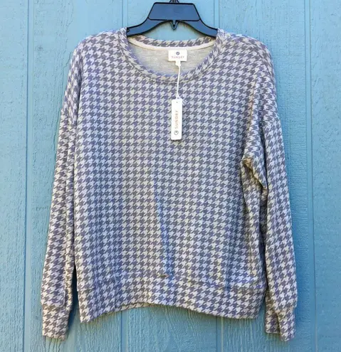 Sundry NWT Sapphire/Gray Houndstooth Print Long Sleeve Sweater Size 1/Small