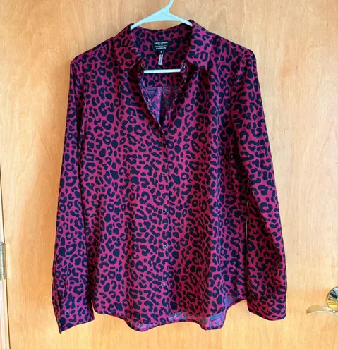 Evereve David Lerner Leopard Print Button Up Shirt Women's Size Small