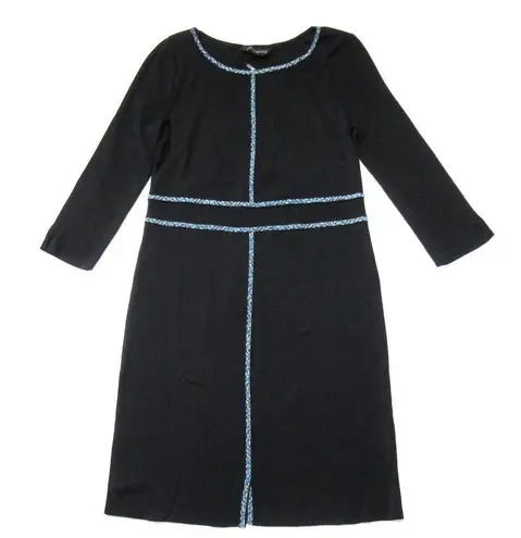 Ming Wang NWT Mosaic Trim Knit Dress in Black XS