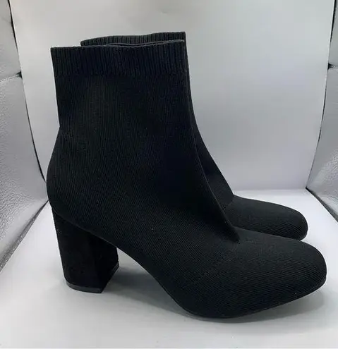 MIA  Erika Fly Knit Booties Dress Boots size 9.5 fabric black heel