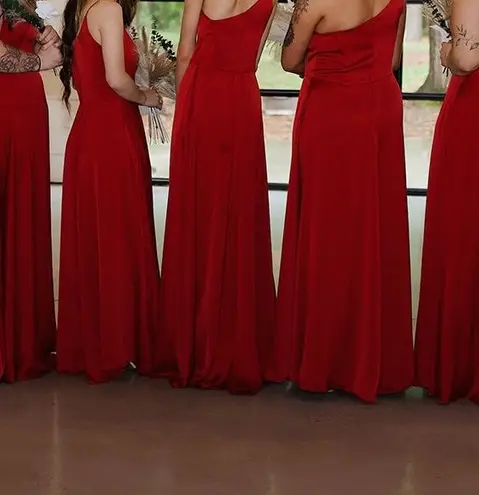 David's Bridal Red Satin Bridesmaids Dress