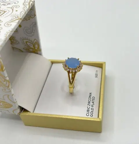 Charter Club Pave & Crystal Halo Ring in Gold/Blue Size 11 MSRP $30 NWT