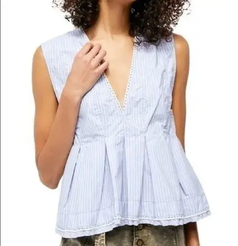 Free People  Good Feels Striped Peplum Top