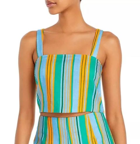STAUD Rigina Linen Stripe Crop Top, Ibiza Stripe Size 14 New w/Tag Retail $195