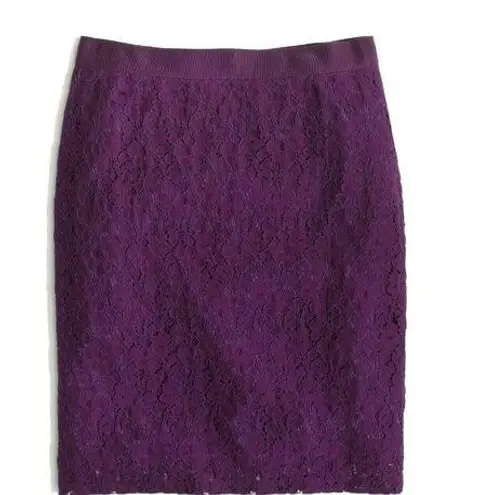NWT J.Crew Factory The Pencil in Dark Aubergine Purple Floral Lace Skirt 0