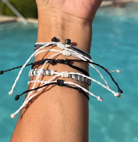 ◻️🔳NEW Pura Vida Inspired/ /Black&White/ Set 5 Handmade Adjustable Bracelets Black