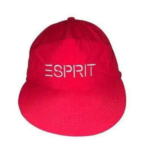 Esprit  Hat Baseball Cap Red White Embroidered Adjustable Snap Back 80s Preppy - Image 1