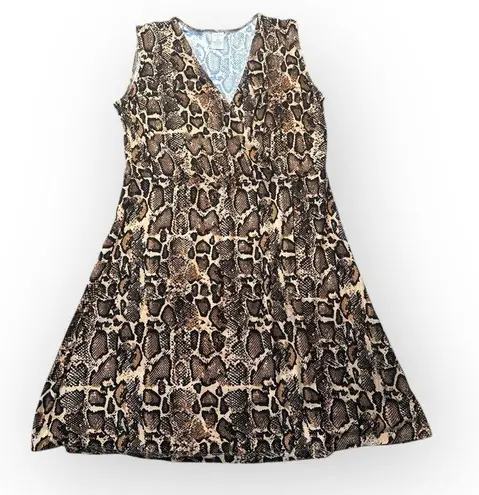 Serra Faux Wrap Dress Women’s XL Snakeskin Animal Print Stretchy Fit & Flare