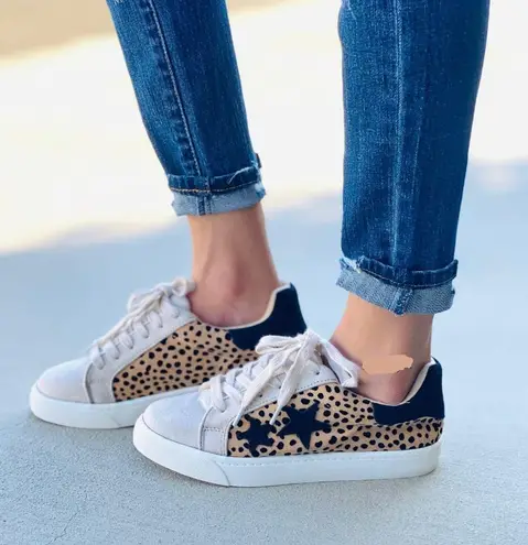 Leopard Faux Suede Star Sneaker Multi Size 5.5