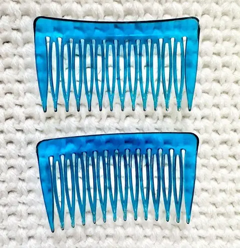 Wilhold Vintage 80s Set 4 Pairs 8 Total Blue Green Purple Cream Side Hair Combs