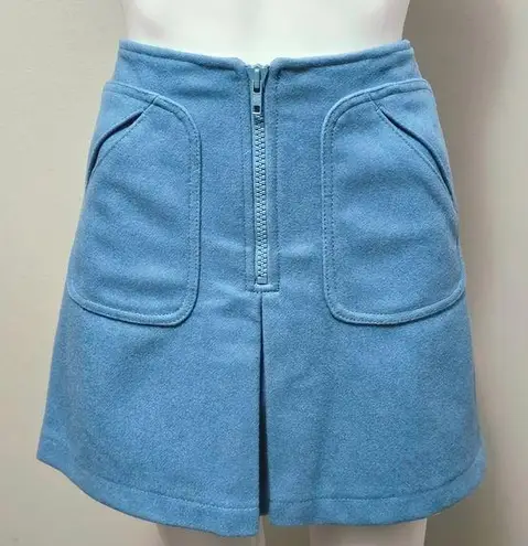 Gap  Blue Zircon Y2K Mod Aline Wool Blend Mini Skirt Size 6