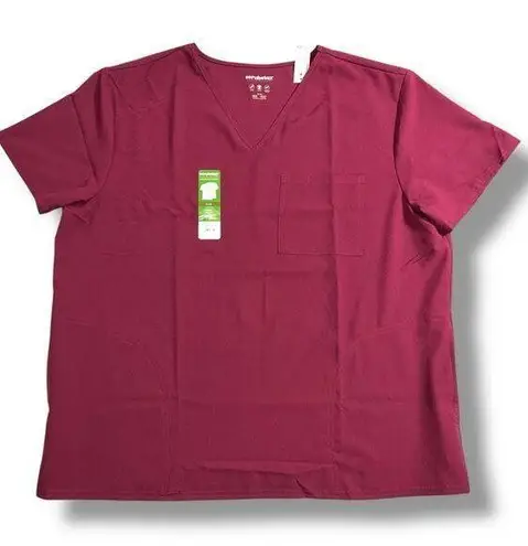 Scrubstar Unisex Scrubs Shirt Top Pullover Short Sleeve V-Neck Burgundy Red XL