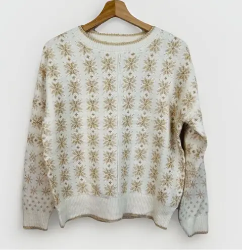Workshop Republic Clothing Womens Sweater Size M Fair Isle Cream Gold Cozy