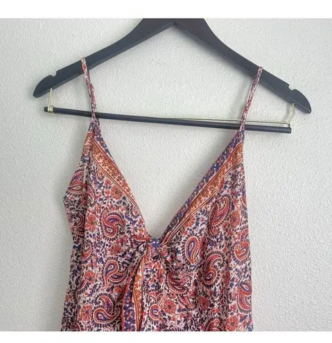 Veronica Beard Paisley Midi Abilene Boho Summer Dress Flowy Watermelon Blue S