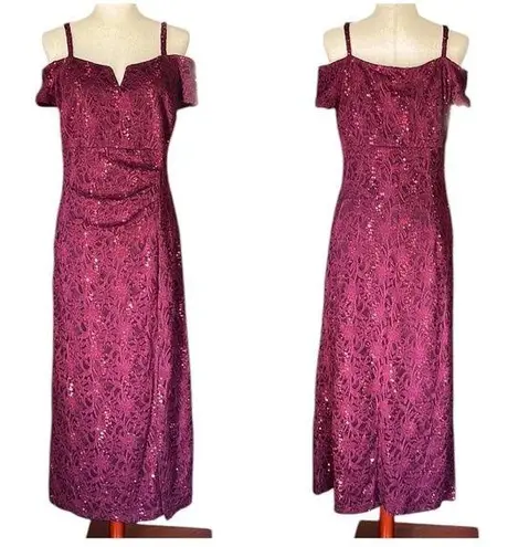 Candalite Petite Plum Colored Lace Dress with side Ruching Purple Size undefined