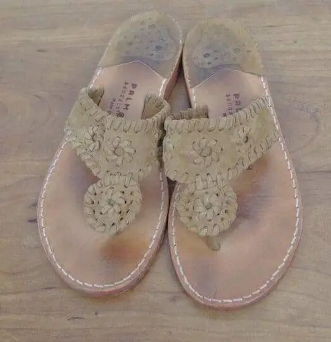 Palm Beach Sandals USA Made Full Leather Throngs Size 7