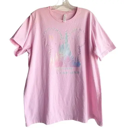 Disney 1971  50th Bella Canvas PINK TEE XL 100% Cotton Mickey Mouse Ears & Castle