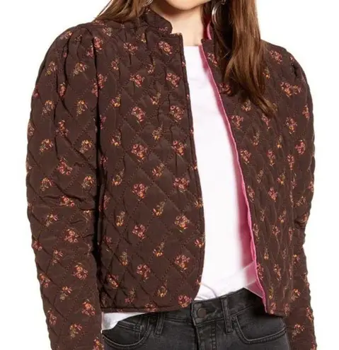 Something Navy Women's Reversible Quilted Floral Jacket Sz M