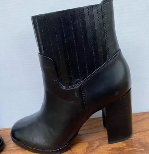 Vintage vtg 90s 1990s Y2K 2000s Black Square toe chunky Block Heel Boots retro Size 10