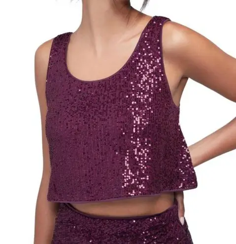 Wildfox  Womens L Armidale Sequin Crop Tank in Dark Purple NEW