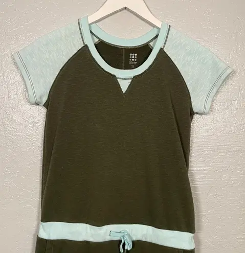 Title Nine Women S Green Blue Dress Colorblock French Terry Pockets Short Sleeve