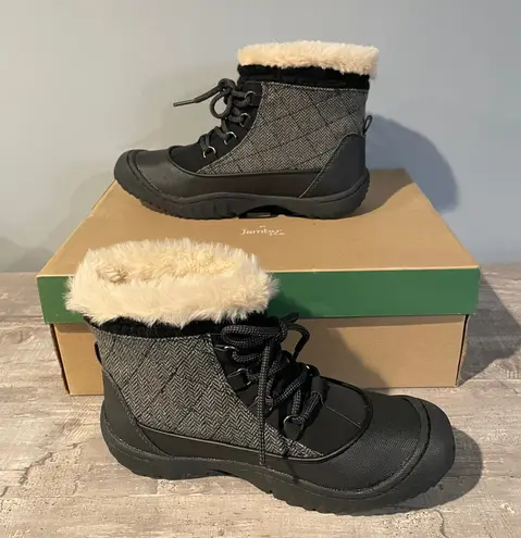 Jambu JBU by Womens Jane Black Boots Size 6 Slip On Lace Up Faux Fur