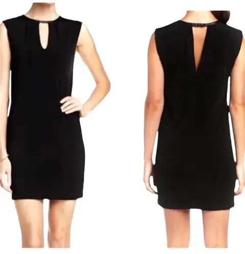 FATE. Black Faux Leather Trim Cut Out Keyhole Mini Dress Large Cocktail Party Sexy