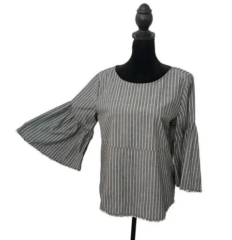 Anthropologie Dolan Left Coast Flare Bell Sleeve Top Women S Coastal Chic Frayed Gray
