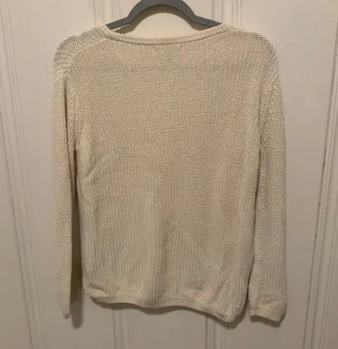 Banana Republic Cream Ribbed Knit 100% Cotton Crewneck Sweater Size XS EUC