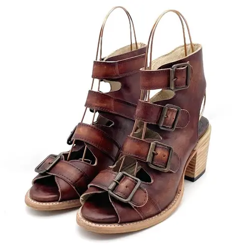 FREEBIRD by Steven Freebird Quail Sandals Cognac Brown Leather Boho Western Buckled Sandal Size 7