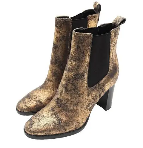 Ralph Lauren NWT‎  Black Bronze Distressed Metallic Mylah Boots Size 7.5