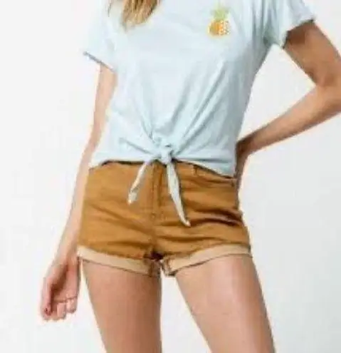 Sky And Sparrow  Rust High Rise Cuffed Shorts