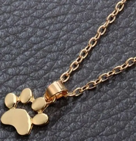 Gold Dainty Paw Print Dog Cat Trendy Necklace