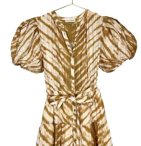 Ulla Johnson  Magdalena Sand Tie Dye Neutral Tiered Midi Dress Size 0