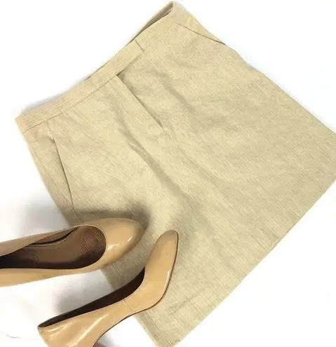 DKNY  Women's Pocket‎ Pencil Skirt Linen Blend Straight Tan Beige Zip Size 4