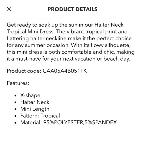 Cupshe Halter Neck Tropical Mini Dress