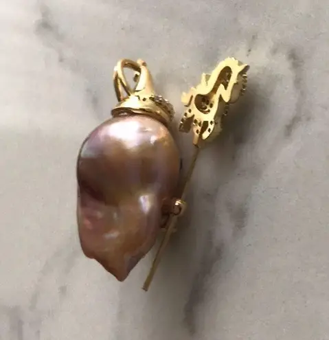 Baroque Pearl Little Monster Pendant With Moveable Wand