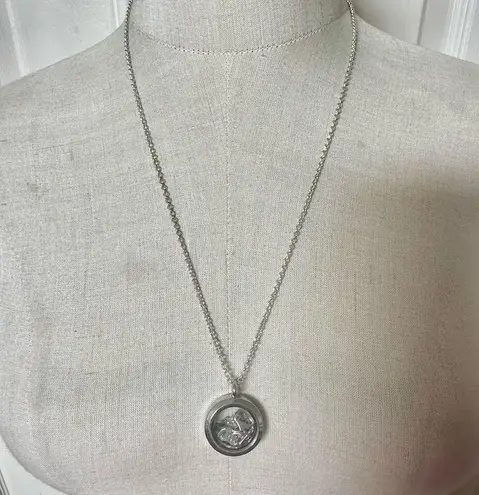 Floating Charm silver tone Locket necklace