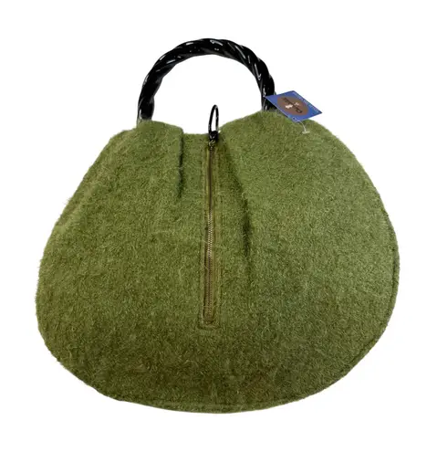 Green boiled wool Style Handbag Purse Top Handle Unique Novelty Bag