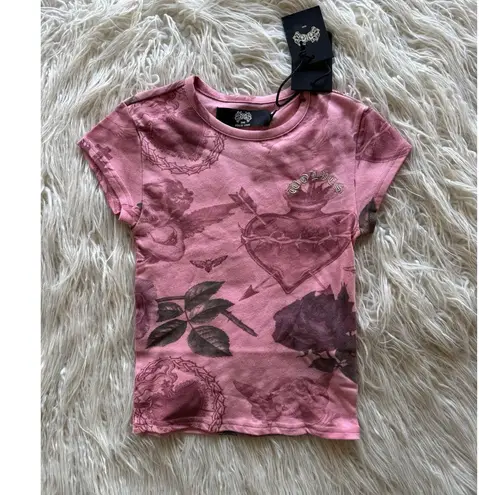 Darc Sport Chopper Wolf Baby Tee De La Rosa Size XS Pink
