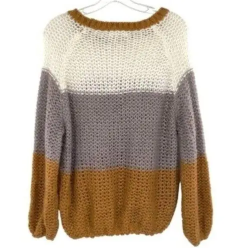 Newbury Kustom Chunky Oversized Sweater Knit Neutral Colorblock Granola Girl