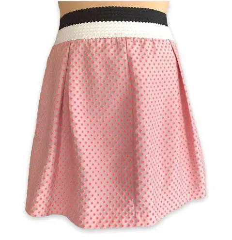 Esley  Mini Skirt Pink 3D Polka Dots Pleated Retro Tennis Prep Twee Size Small