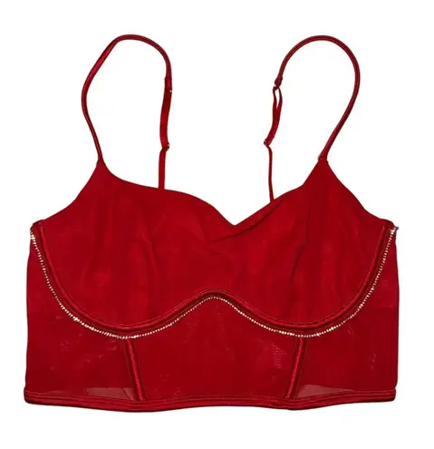 Auden Women's Red Rhinestone Corset Bra Top Size M Size M