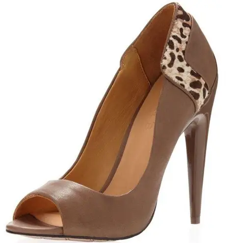 LAMB Dora Taupe Cheetah Heels 7