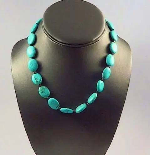 Sterling Silver VINTAGE Turquoise and Strung Necklace