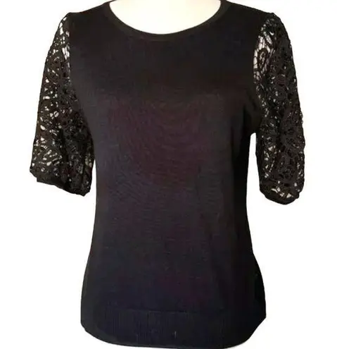 Catherine Malandrino Lace Sleeve Sweater Top - size medium
