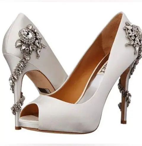 Badgley Mischka Royal Embellished Peep-Toe Evening Pumps Size 7.5