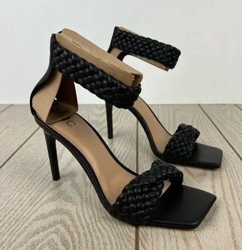 INC International Concepts Adalie Woven Dress Heel Sandals 11M Black $90 Size 11