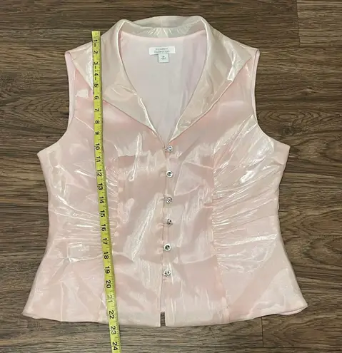 Dress Barn Collection Sleeveless Button Down Blouse Crystal Buttons Pink 10