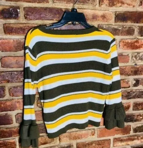 Very J Striped Long Tiered Bell Sleeve Pullover Sweater Women's Size Small
